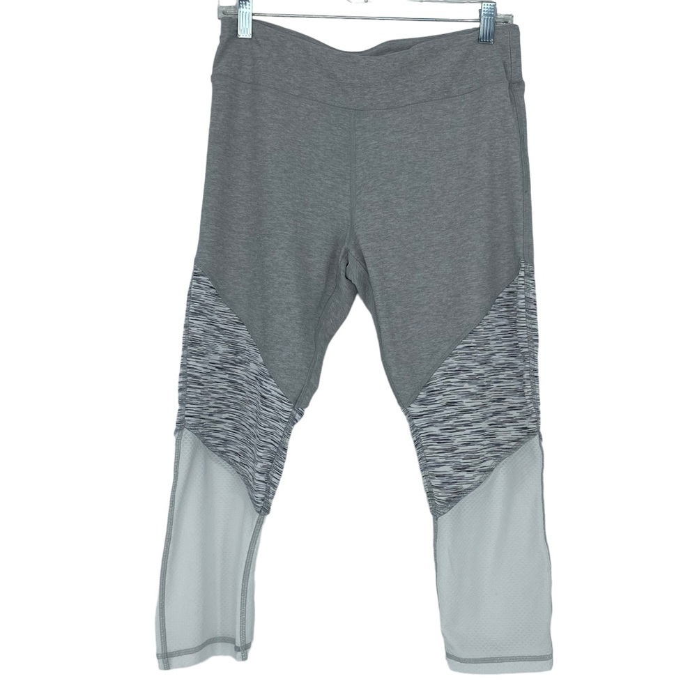 NYL athletic gray & white cropped athletic leggings, large